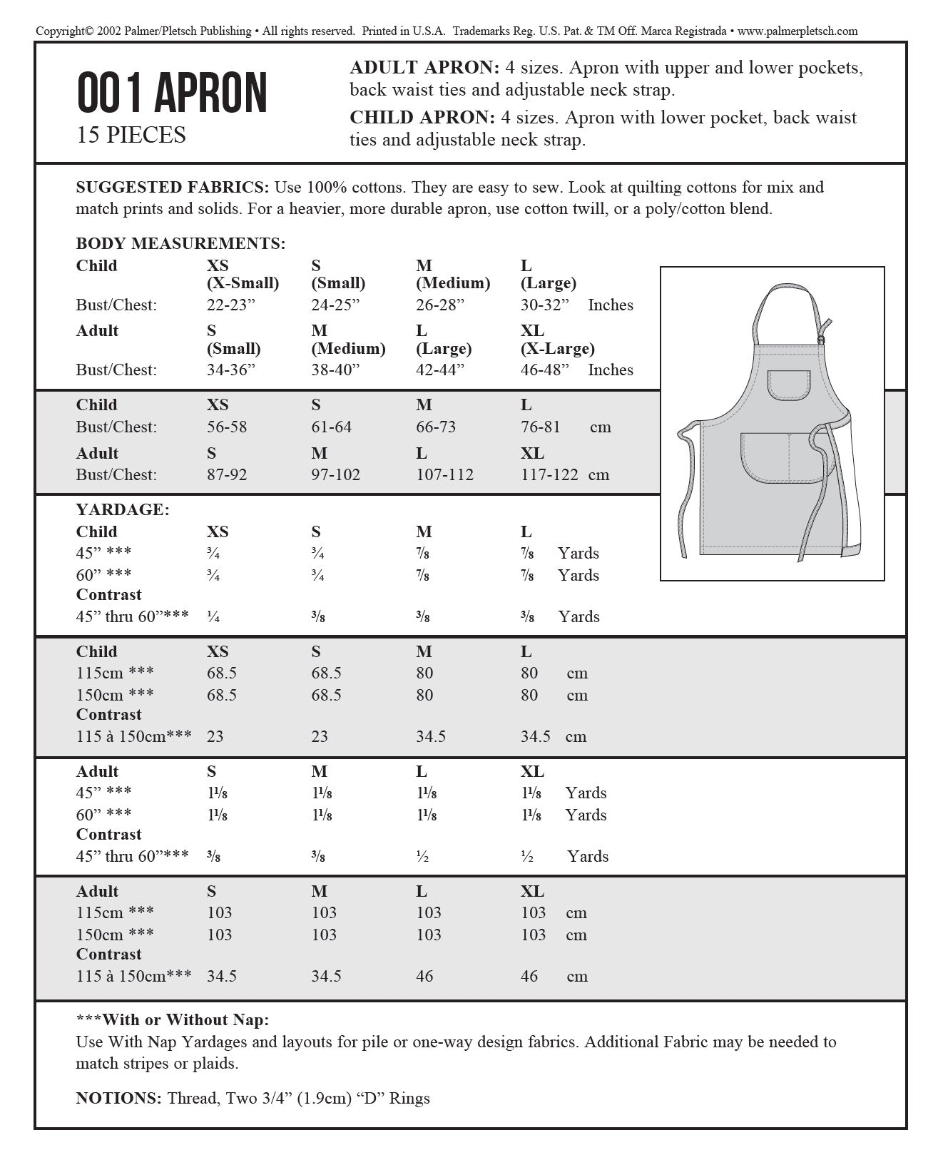 Level 1 Apron for Artists & Chefs Sewing Pattern