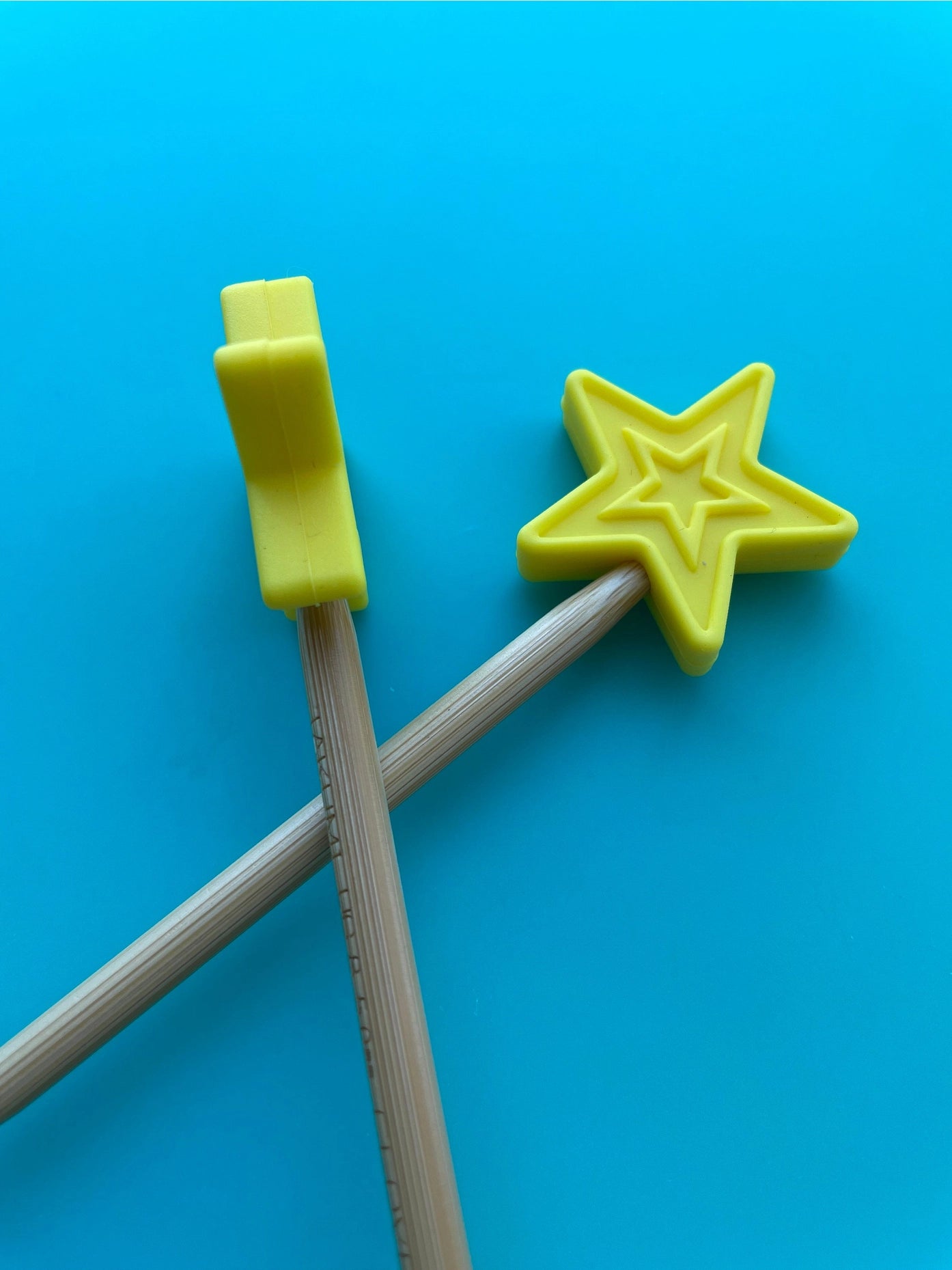 Knitting Needle Point Protectors- Magic Wand Star Yellow