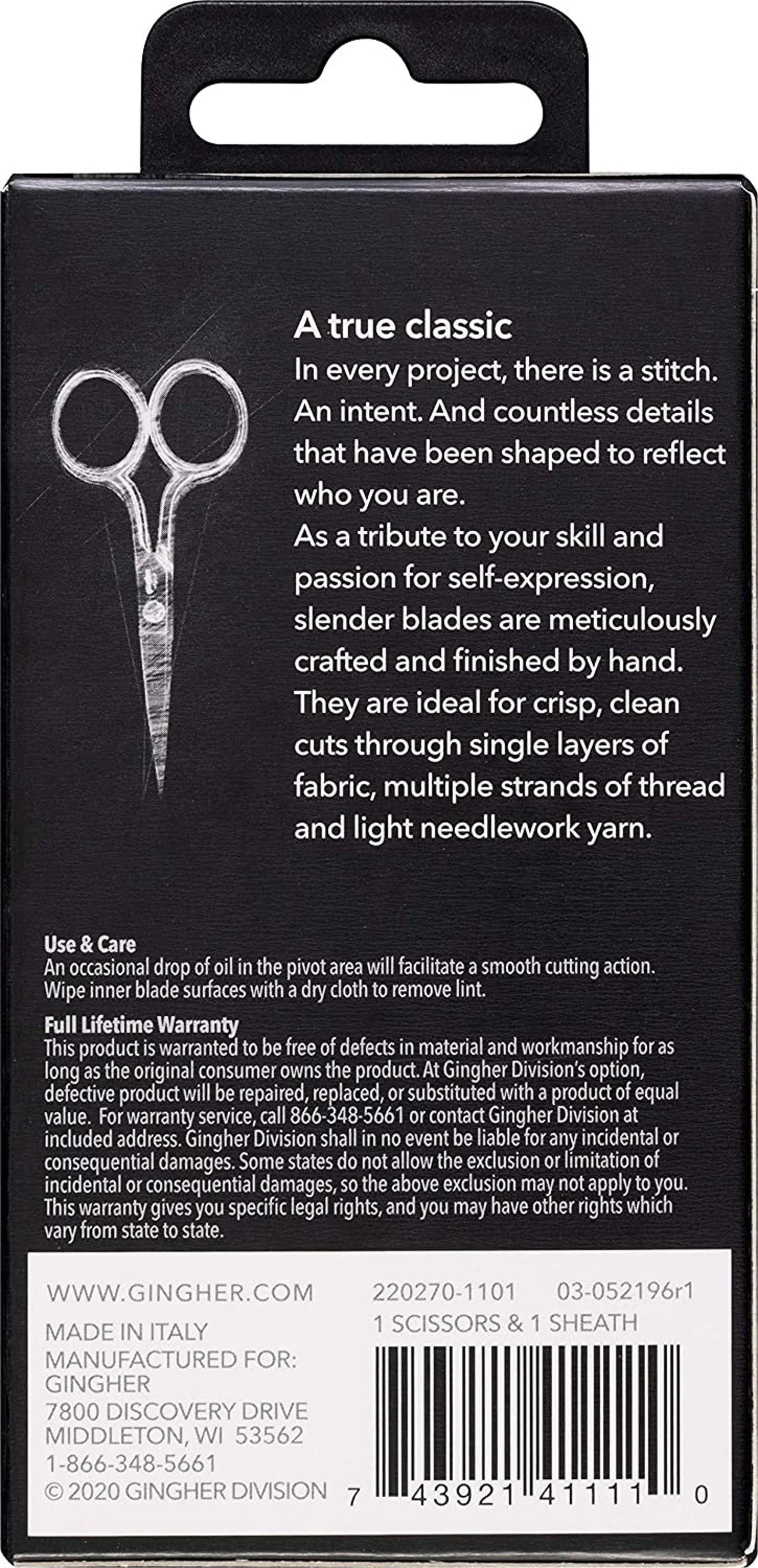 Gingher Embroidery Scissors - 4"