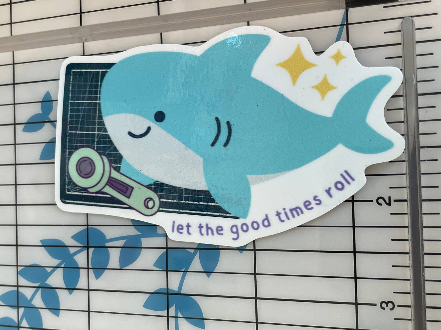 Vinyl Sticker - Sewing Quilting Shark Rotary Cutter