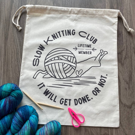 Knitting Project Bag - Organic Cotton - Slow Knitting Club