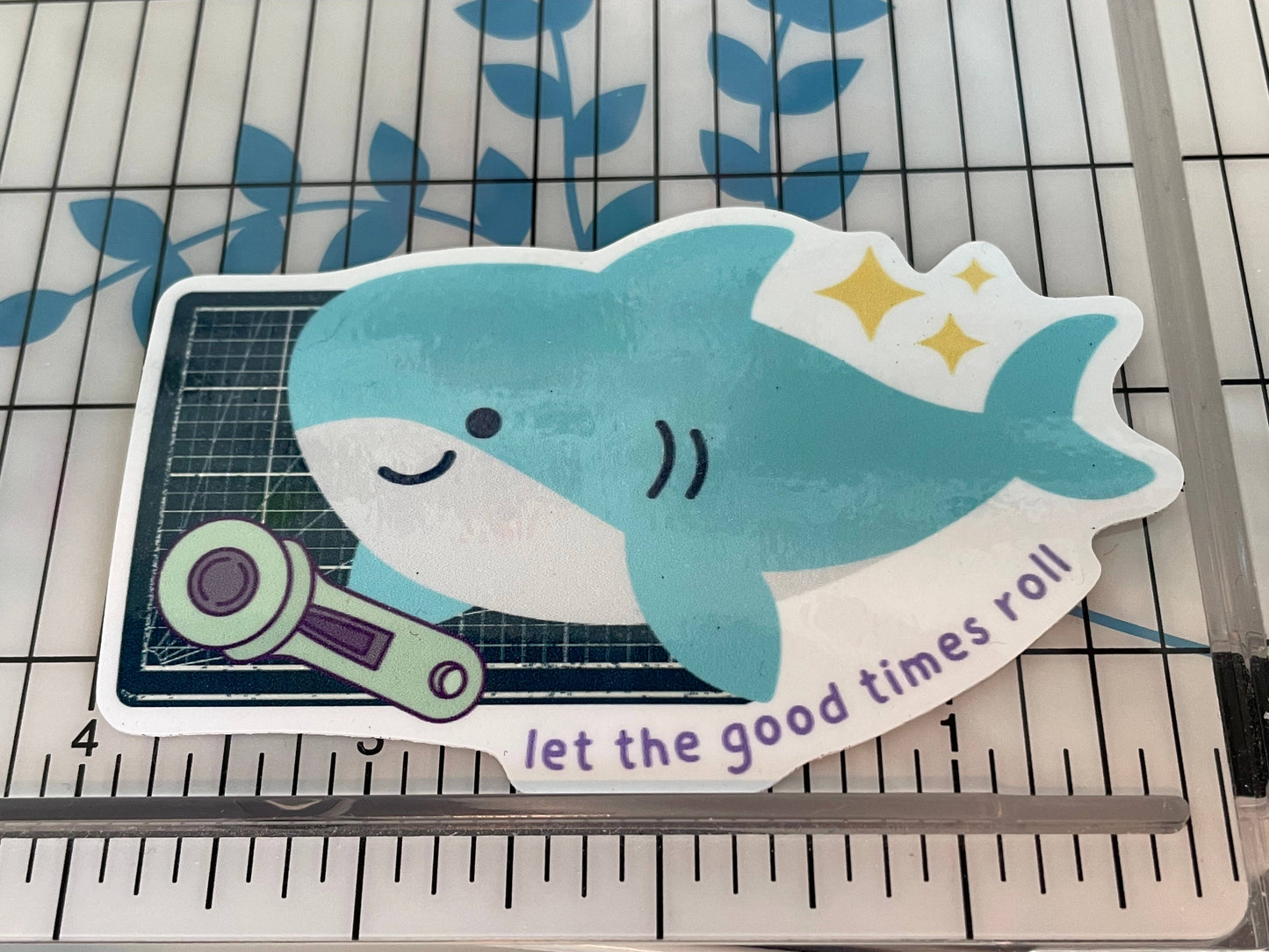 Vinyl Sticker - Sewing Quilting Shark Rotary Cutter