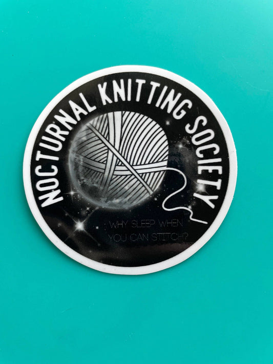 Vinyl Sticker - Nocturnal Knitting Society Moon Late Night