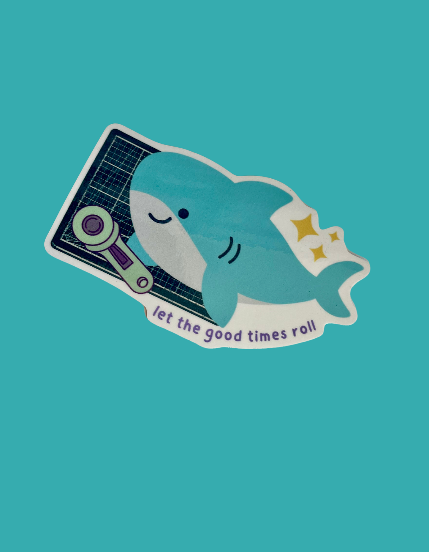 Vinyl Sticker - Sewing Quilting Shark Rotary Cutter